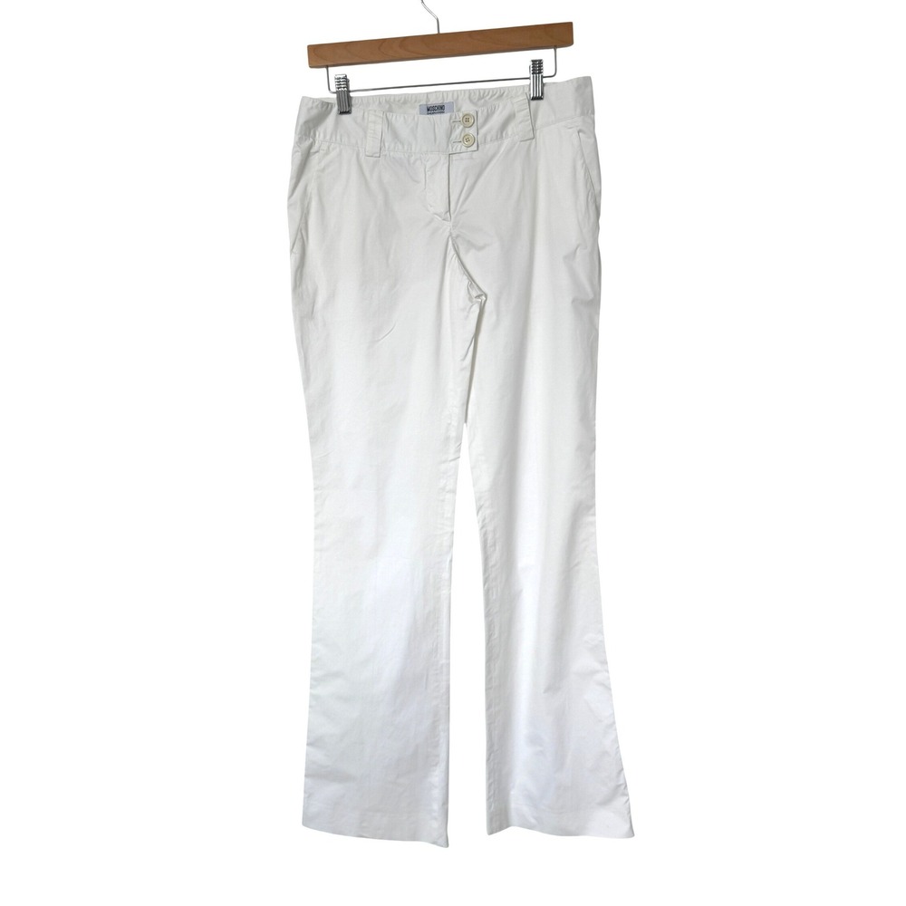 Moschino Cheap and Chic Pants White Cotton Flare Bootcut Made in Italy Size 10 - Picture 2 of 11